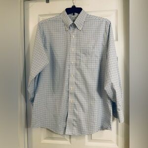 Brooks Brothers Men's Dress Shirt Navy Light Blue Plaid Size 16.5-34 Long Sleeve